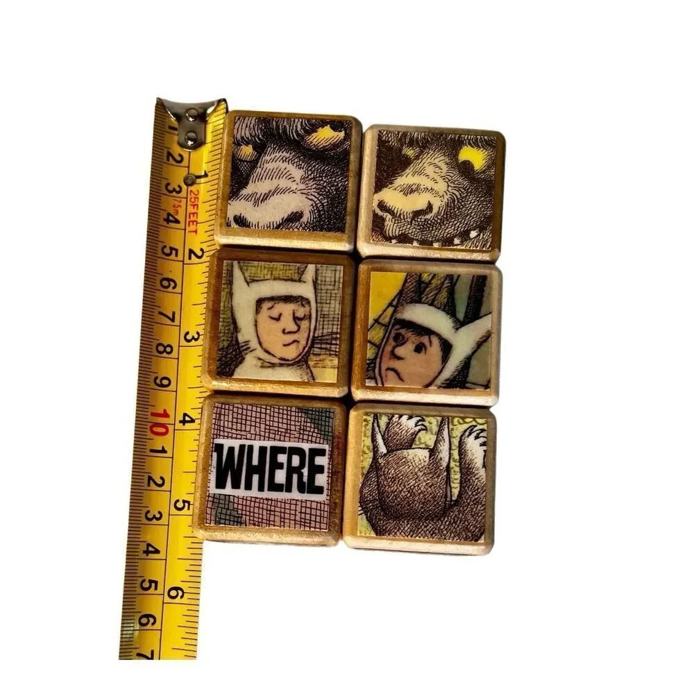 Where the Wild Things Are Wooden Blocks: Storybook Nursery Decor Set of 6